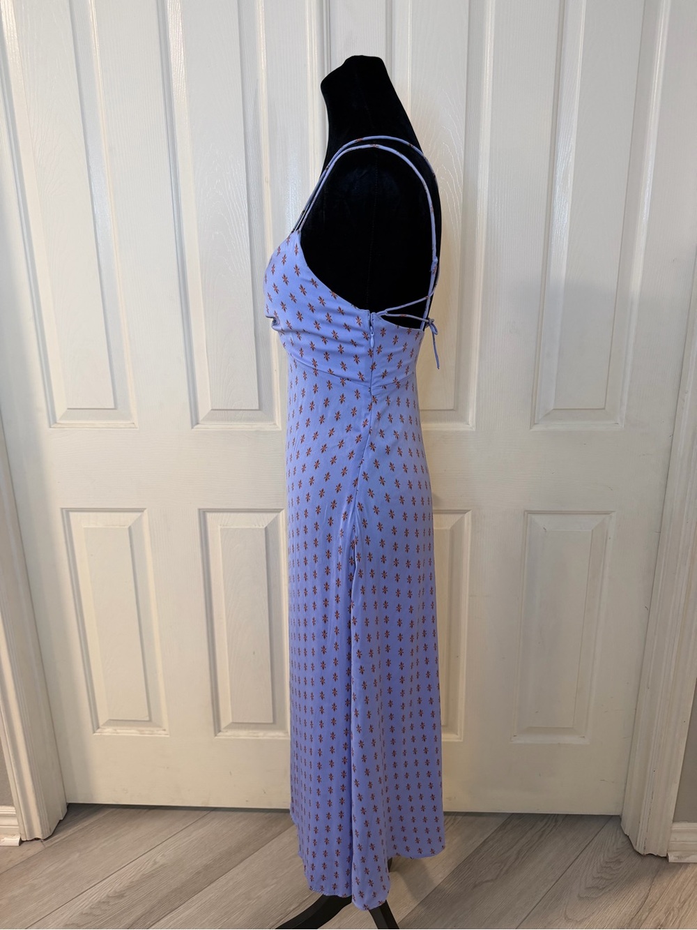 Free People Midi Slip Dress Lavender Print Tie Strap Sz 0 Party Sexy Boho Spring - Picture 4 of 16